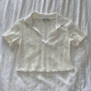 Zara White Crochet Top